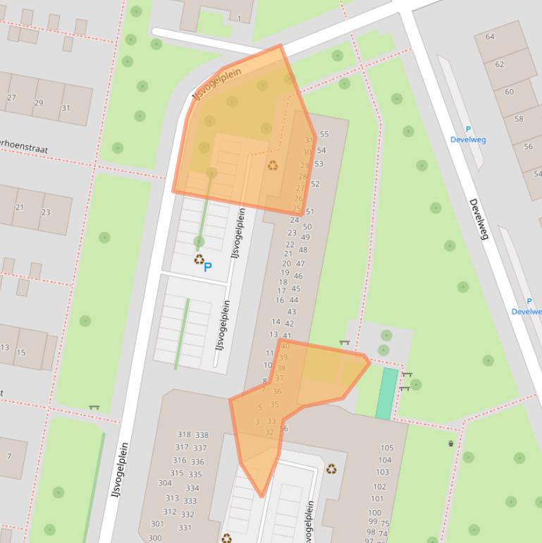 Kaart van postcodegebied 3334XB.