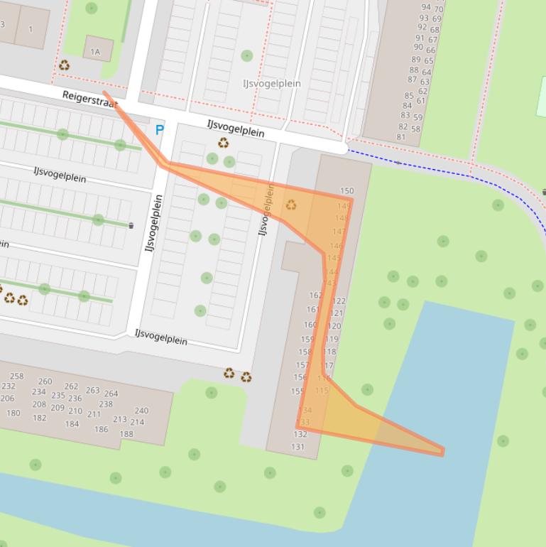 Kaart van postcodegebied 3334XJ.