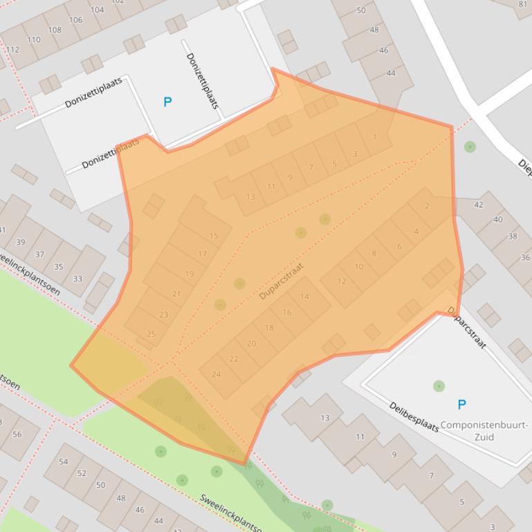 Kaart van postcodegebied 3335AB.