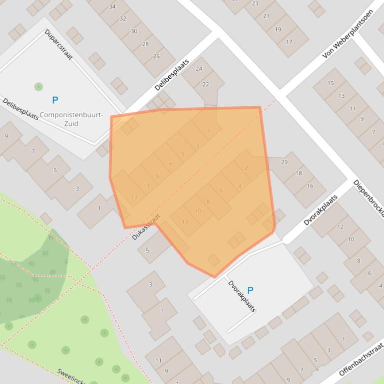 Kaart van postcodegebied 3335AC.