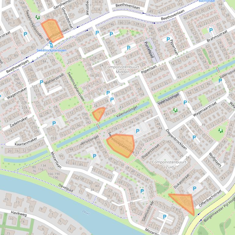 Kaart van postcodegebied 3335AM.