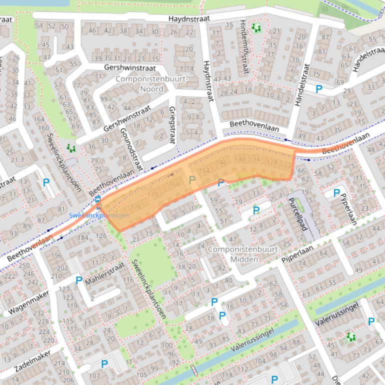 Kaart van postcodegebied 3335BB.