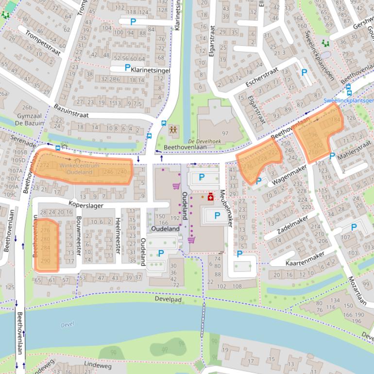 Kaart van postcodegebied 3335BC.