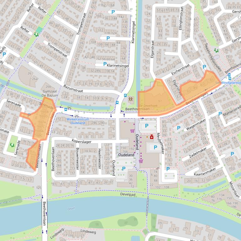 Kaart van postcodegebied 3335BE.