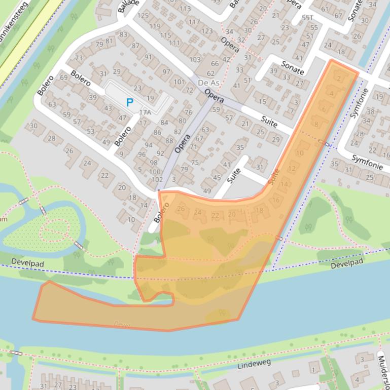 Kaart van postcodegebied 3335EB.