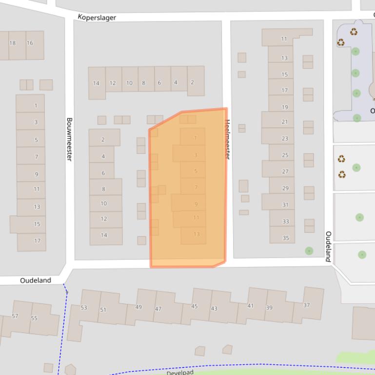Kaart van postcodegebied 3335VC.