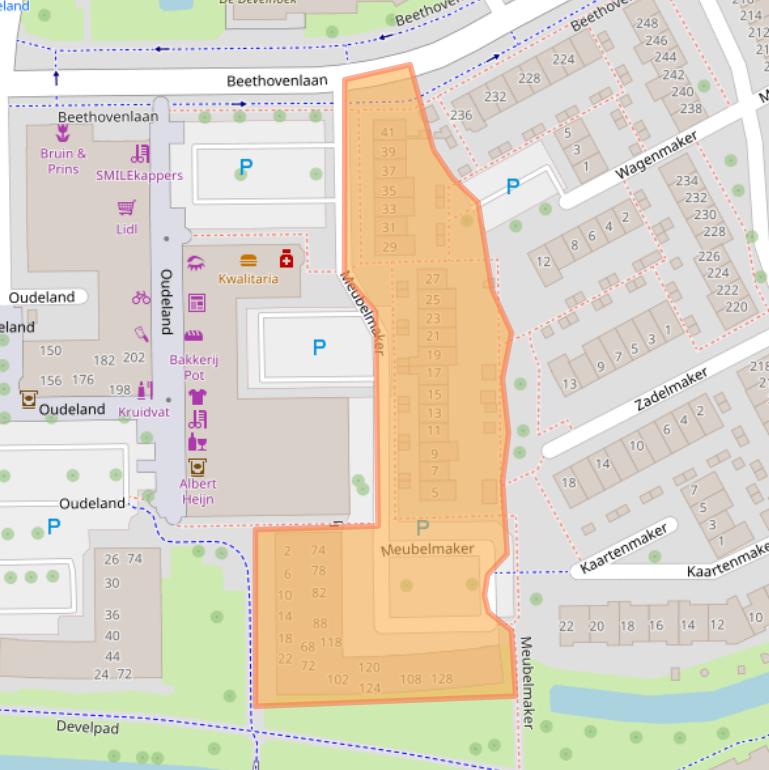 Kaart van postcodegebied 3335VG.