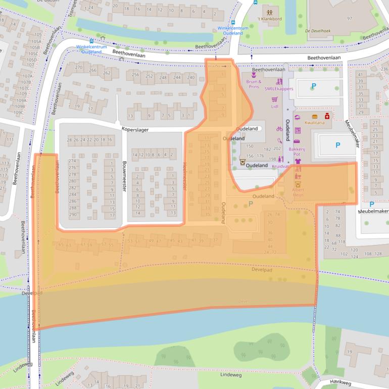 Kaart van postcodegebied 3335VH.
