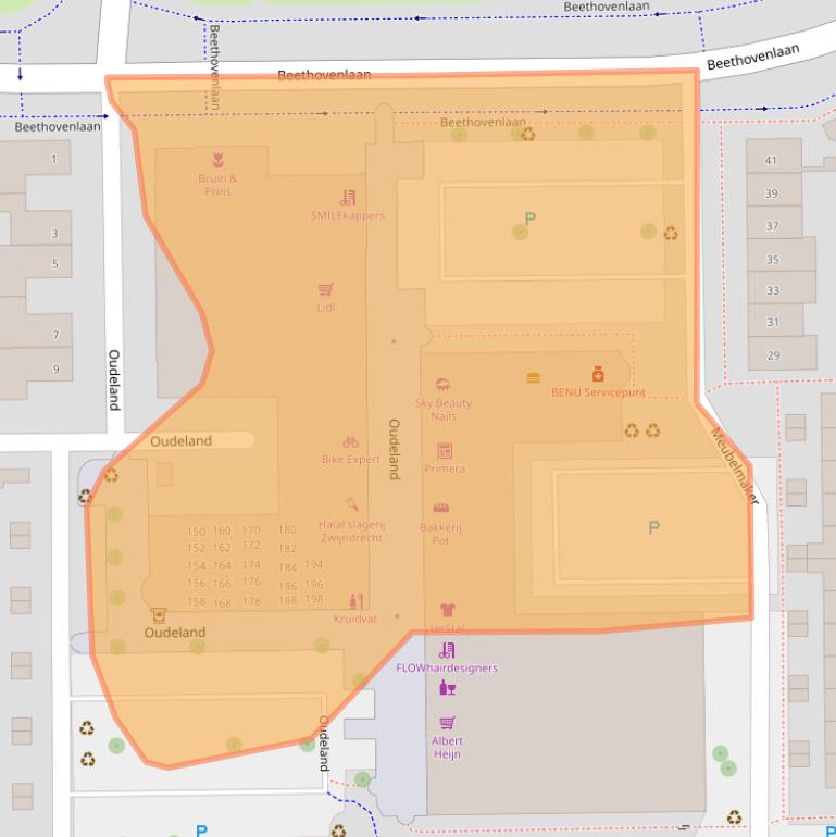 Kaart van postcodegebied 3335VJ.