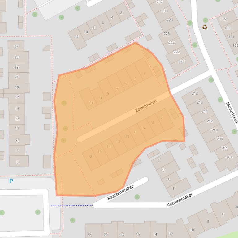 Kaart van postcodegebied 3335VP.