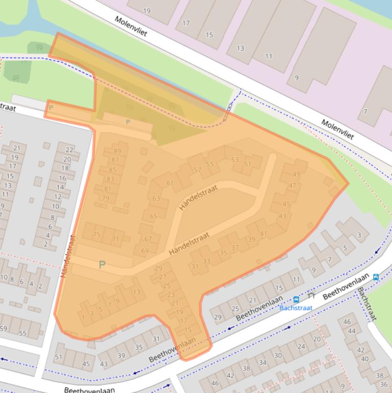 Kaart van postcodegebied 3335WB.