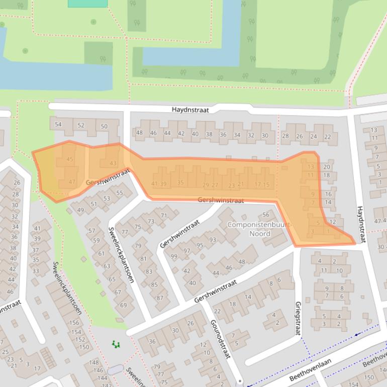 Kaart van postcodegebied 3335WJ.