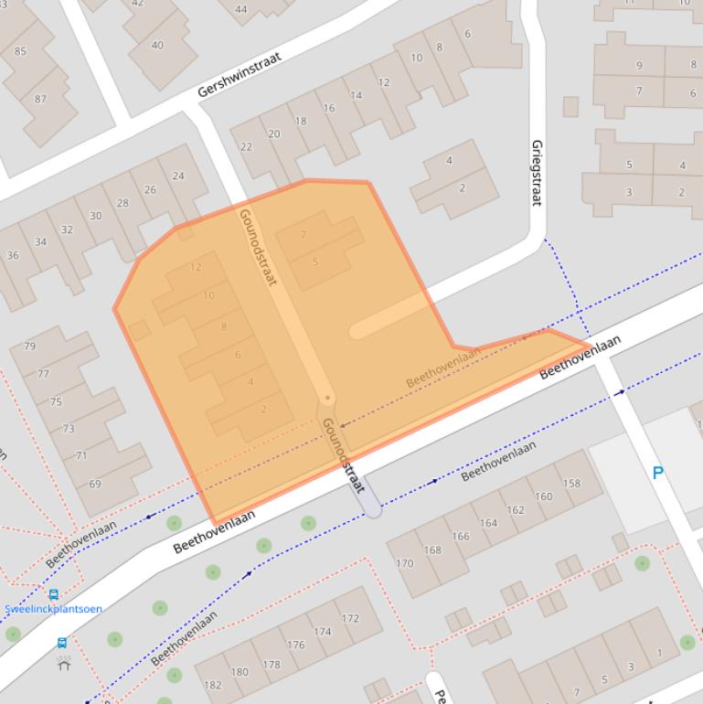 Kaart van postcodegebied 3335WN.