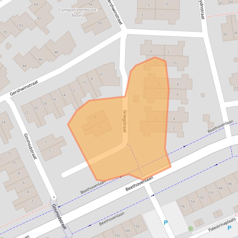 Kaart van postcodegebied 3335WP.