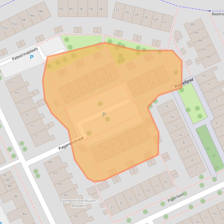Kaart van postcodegebied 3335XB.