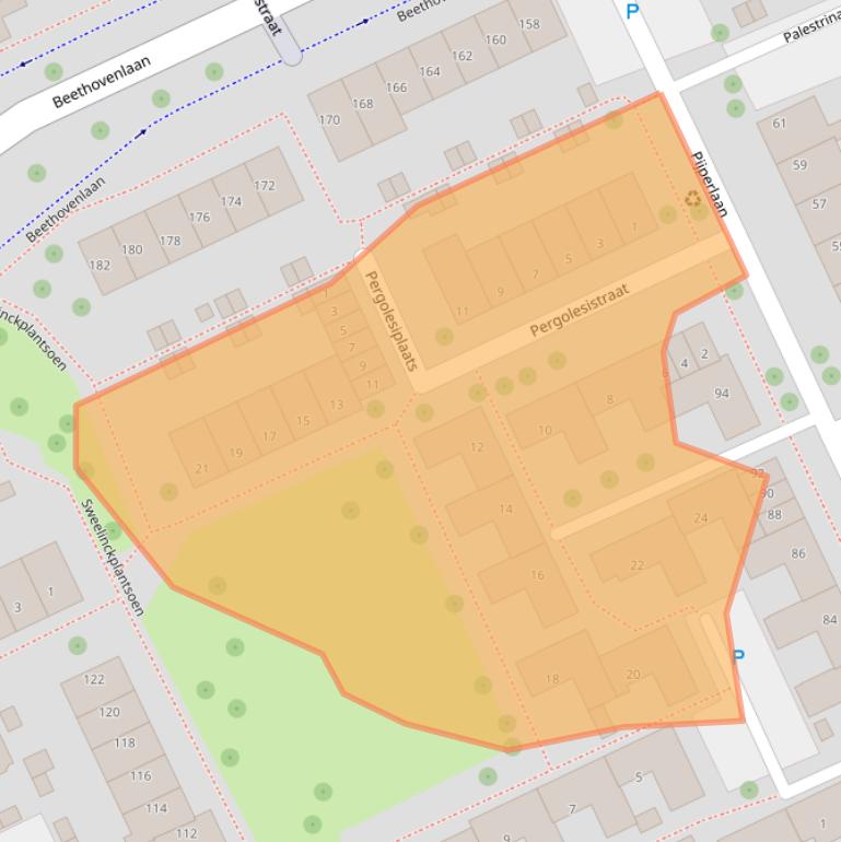 Kaart van postcodegebied 3335XC.