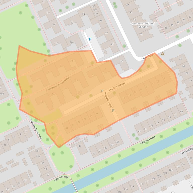 Kaart van postcodegebied 3335XD.