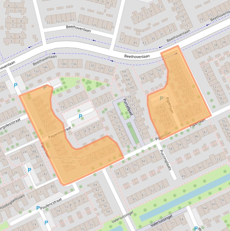 Kaart van postcodegebied 3335XG.