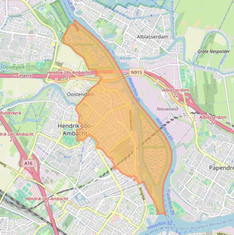 Kaart van postcodegebied 3341.