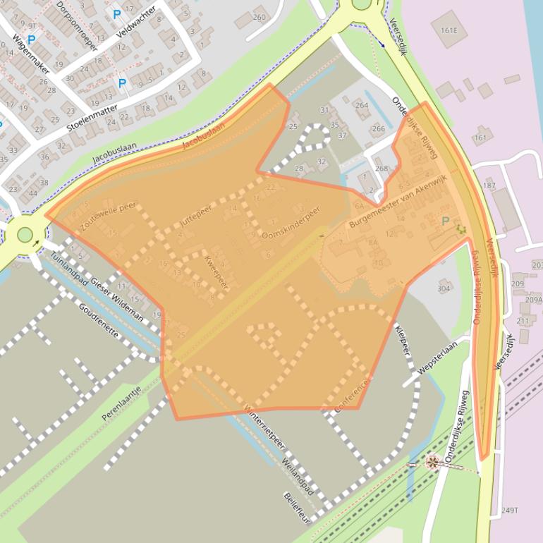 Kaart van postcodegebied 3341BA.