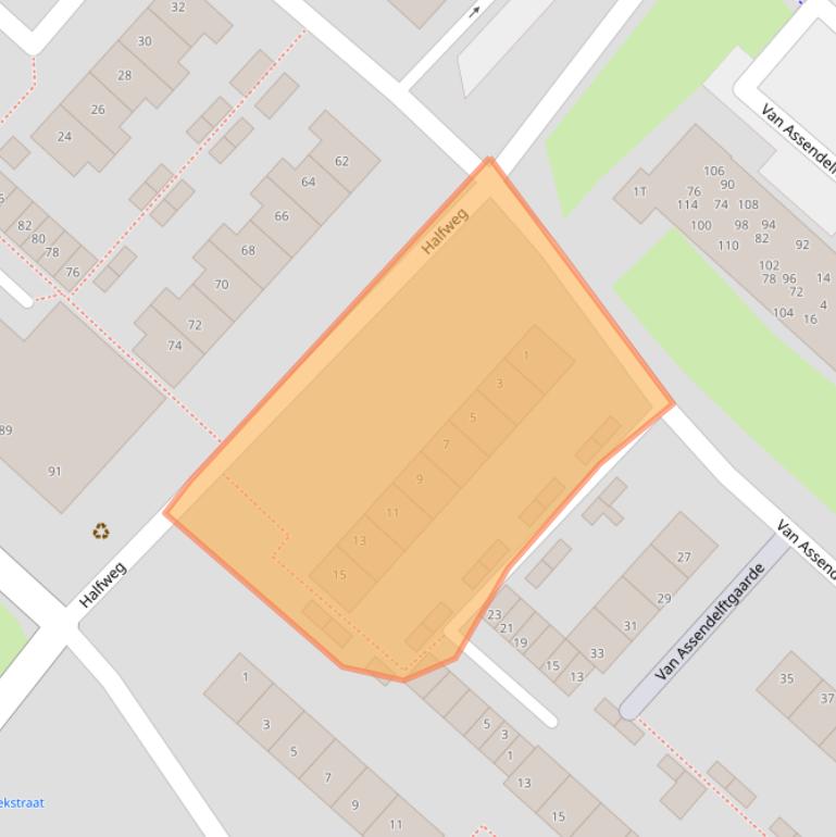 Kaart van postcodegebied 3341BB.