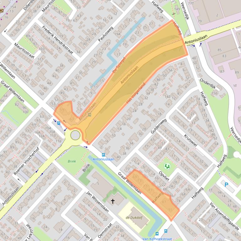 Kaart van postcodegebied 3341CD.