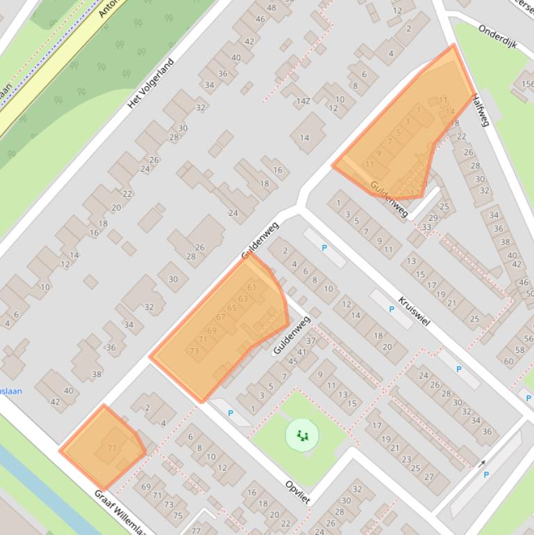 Kaart van postcodegebied 3341CJ.