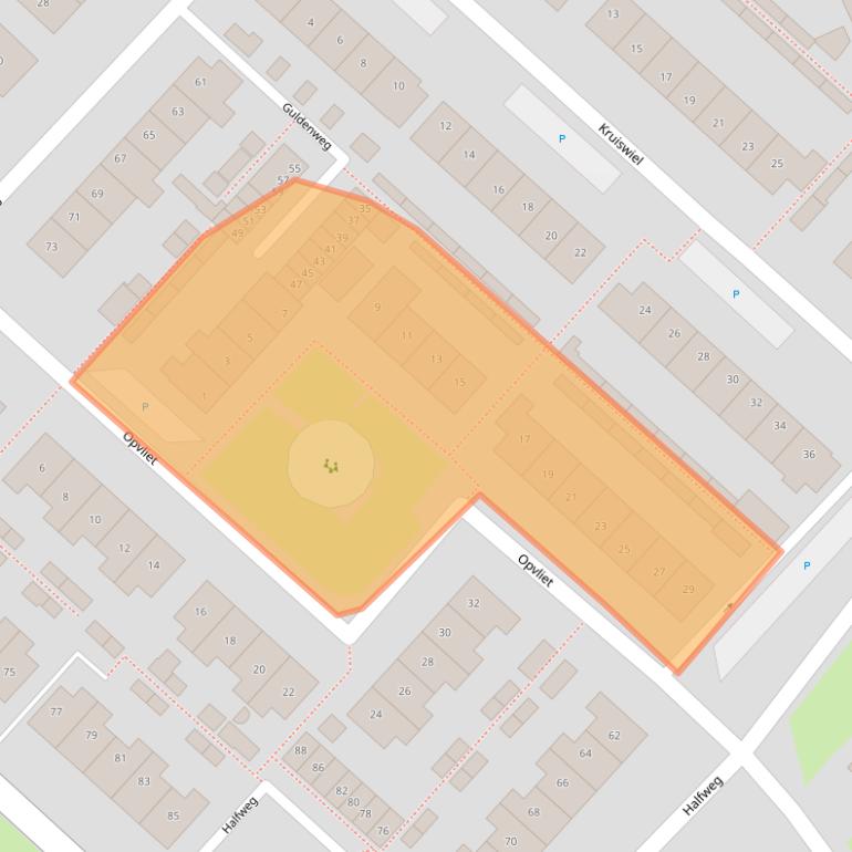 Kaart van postcodegebied 3341CP.