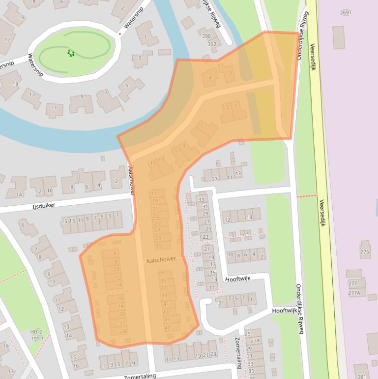 Kaart van postcodegebied 3341DC.