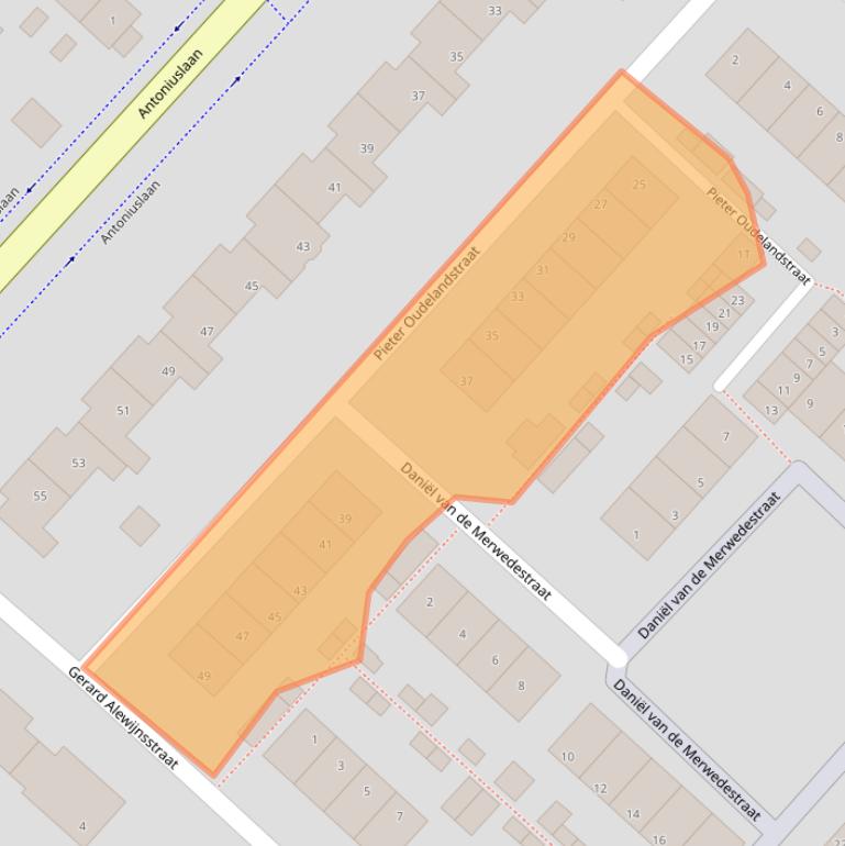 Kaart van postcodegebied 3341GJ.