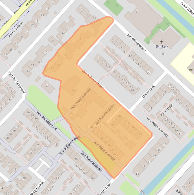 Kaart van postcodegebied 3341GP.