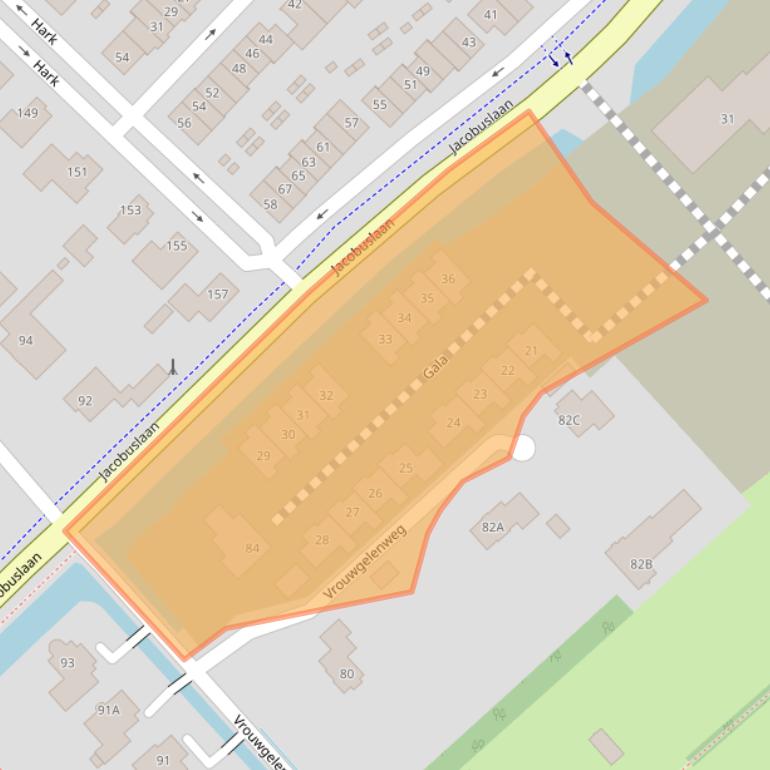 Kaart van postcodegebied 3341JA.