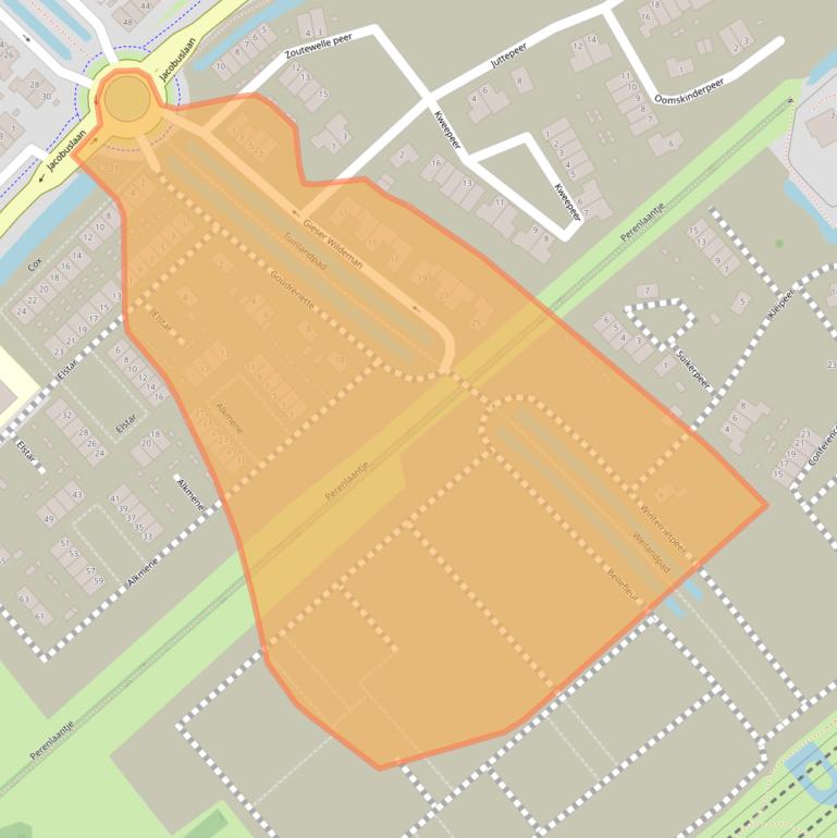 Kaart van postcodegebied 3341JM.