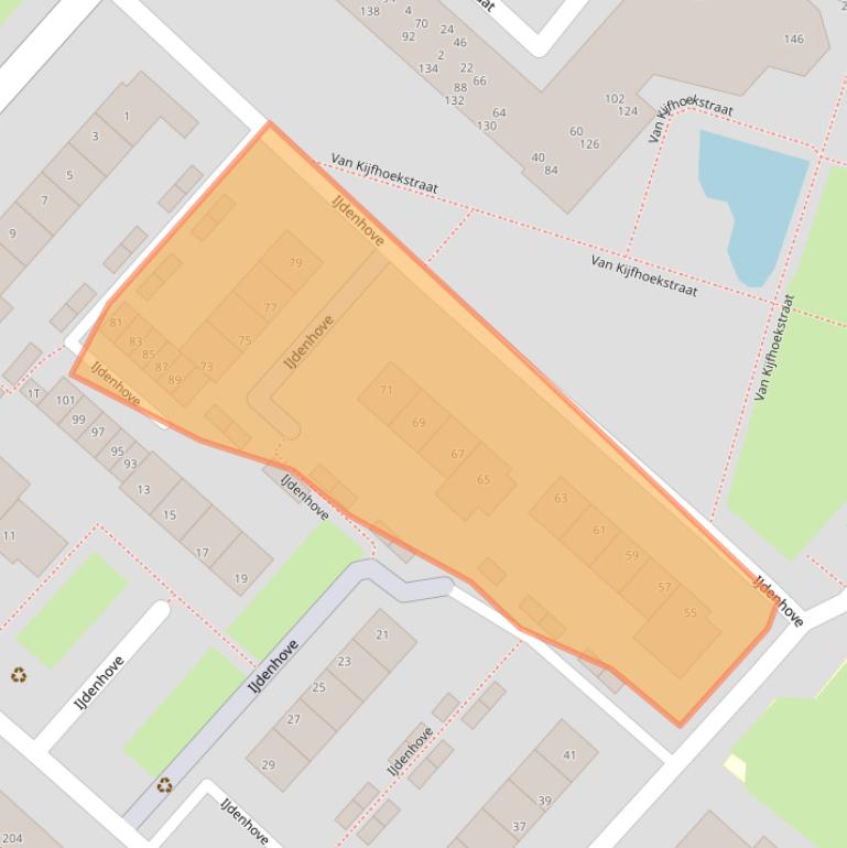 Kaart van postcodegebied 3341RG.