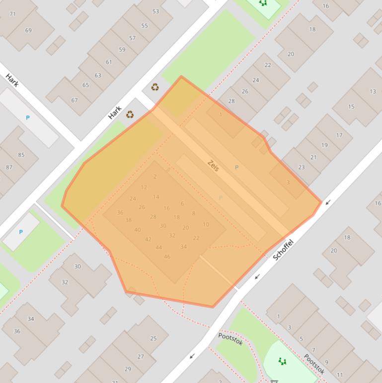 Kaart van postcodegebied 3341RP.