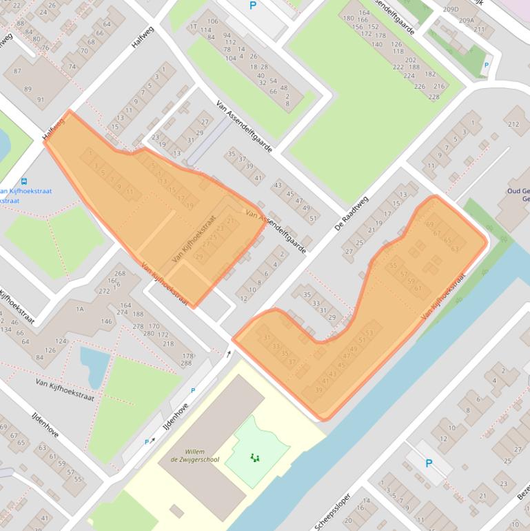 Kaart van postcodegebied 3341SK.