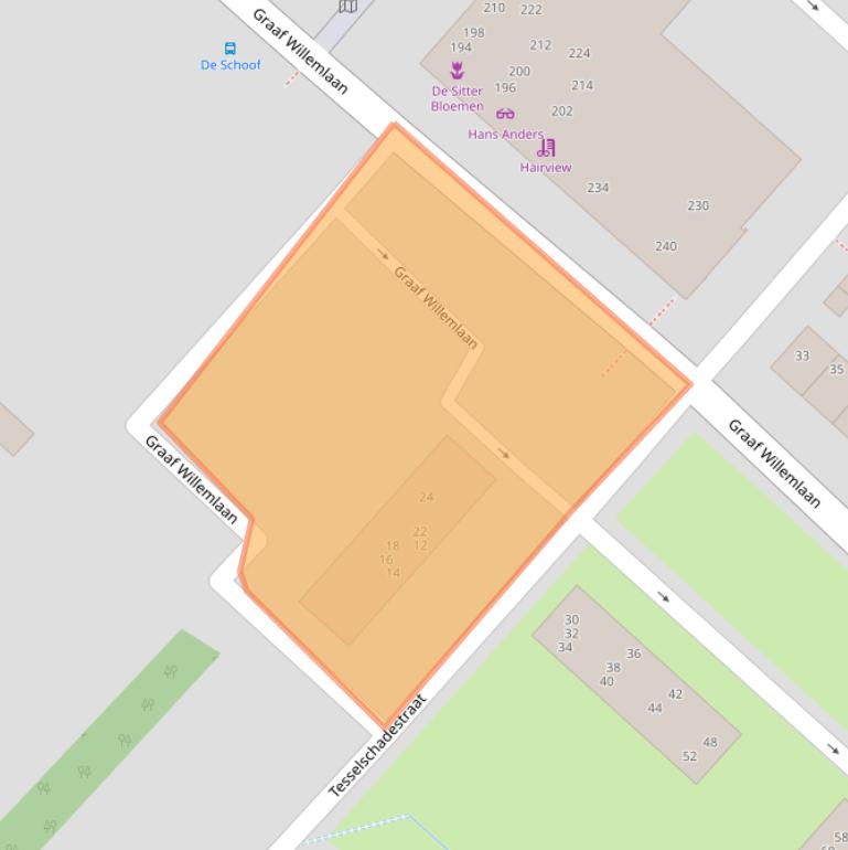 Kaart van postcodegebied 3341TE.