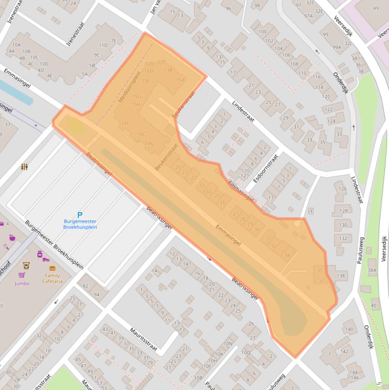 Kaart van postcodegebied 3341XD.