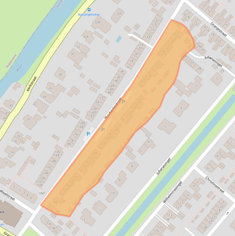 Kaart van postcodegebied 3341XV.