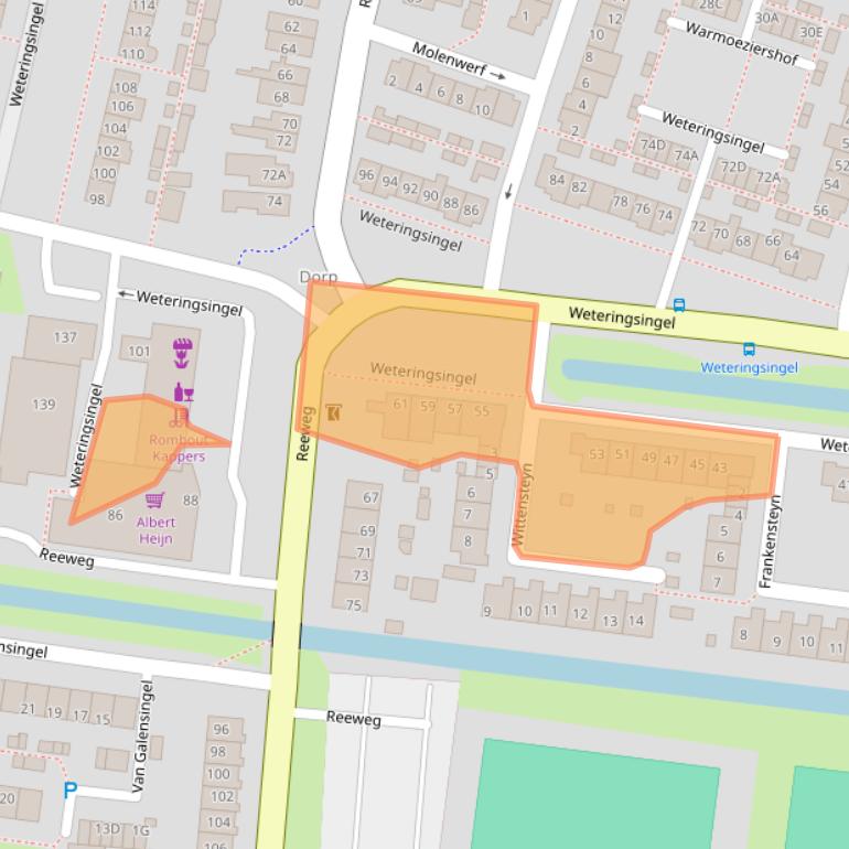 Kaart van postcodegebied 3342AG.