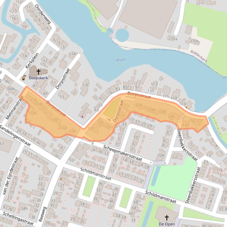 Kaart van postcodegebied 3342BE.