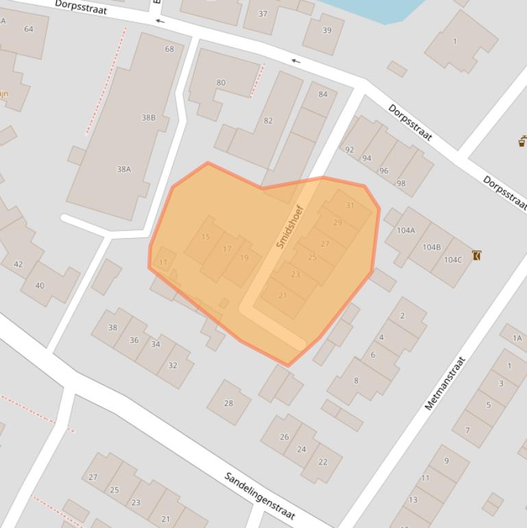 Kaart van postcodegebied 3342BZ.