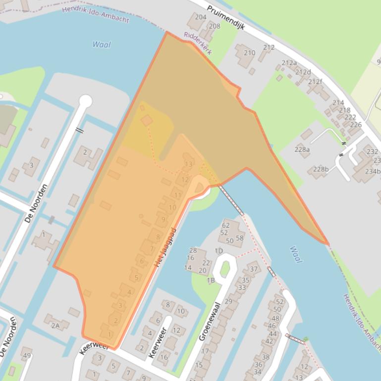 Kaart van postcodegebied 3342DB.