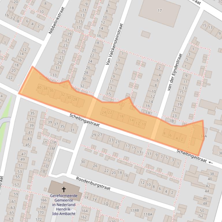 Kaart van postcodegebied 3342VJ.