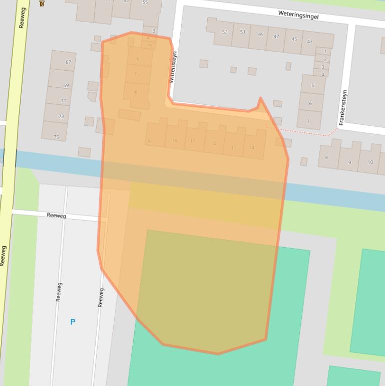 Kaart van postcodegebied 3342XR.