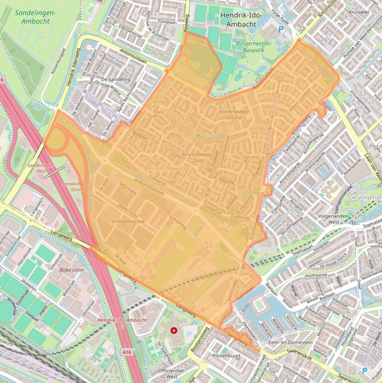 Kaart van postcodegebied 3343.
