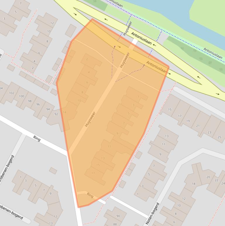 Kaart van postcodegebied 3343BA.