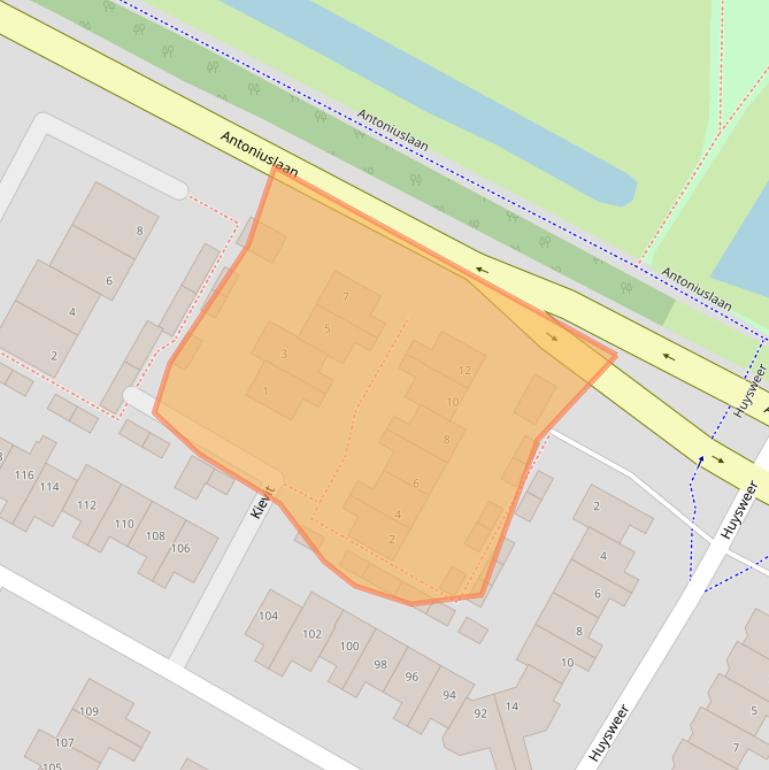 Kaart van postcodegebied 3343BC.