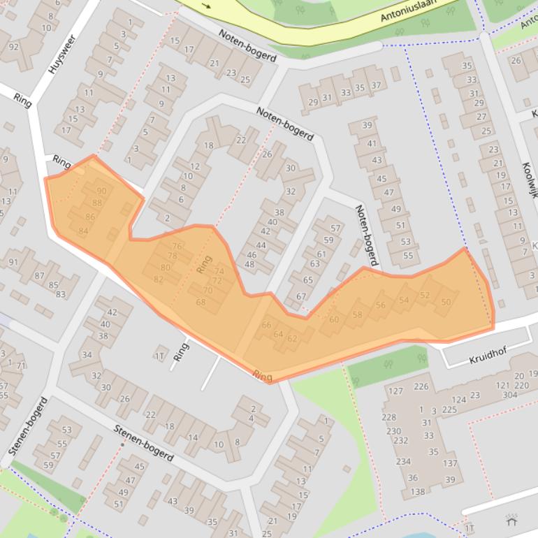 Kaart van postcodegebied 3343BM.