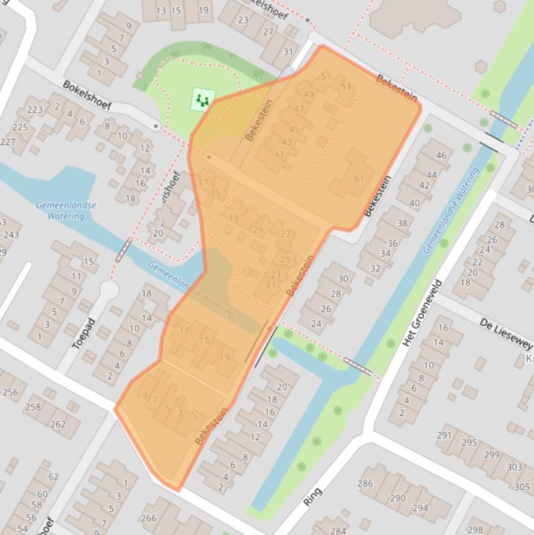 Kaart van postcodegebied 3343CA.